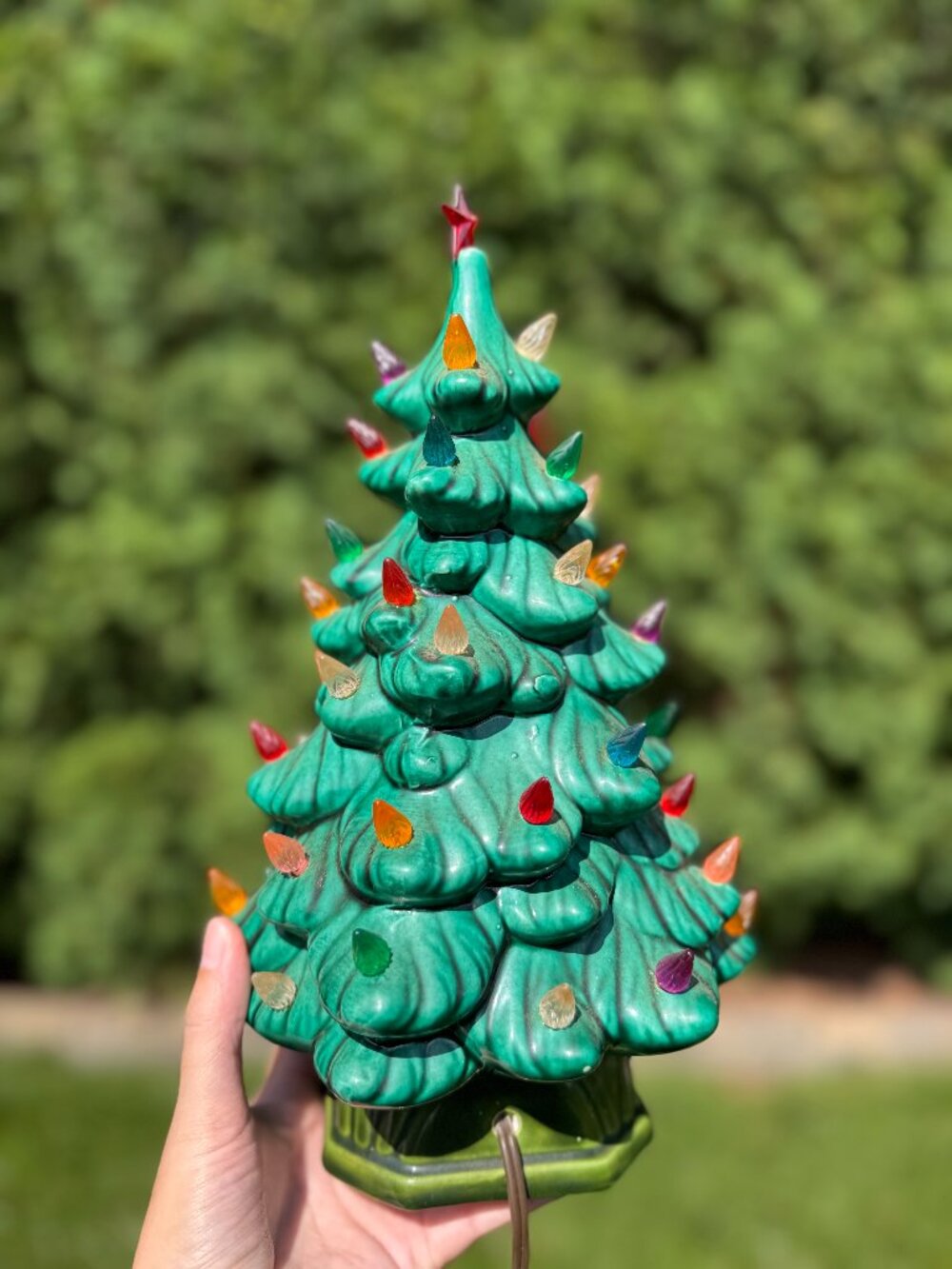 Vintage Ceramic Green Christmas Tree | Lighted Christmas Décor